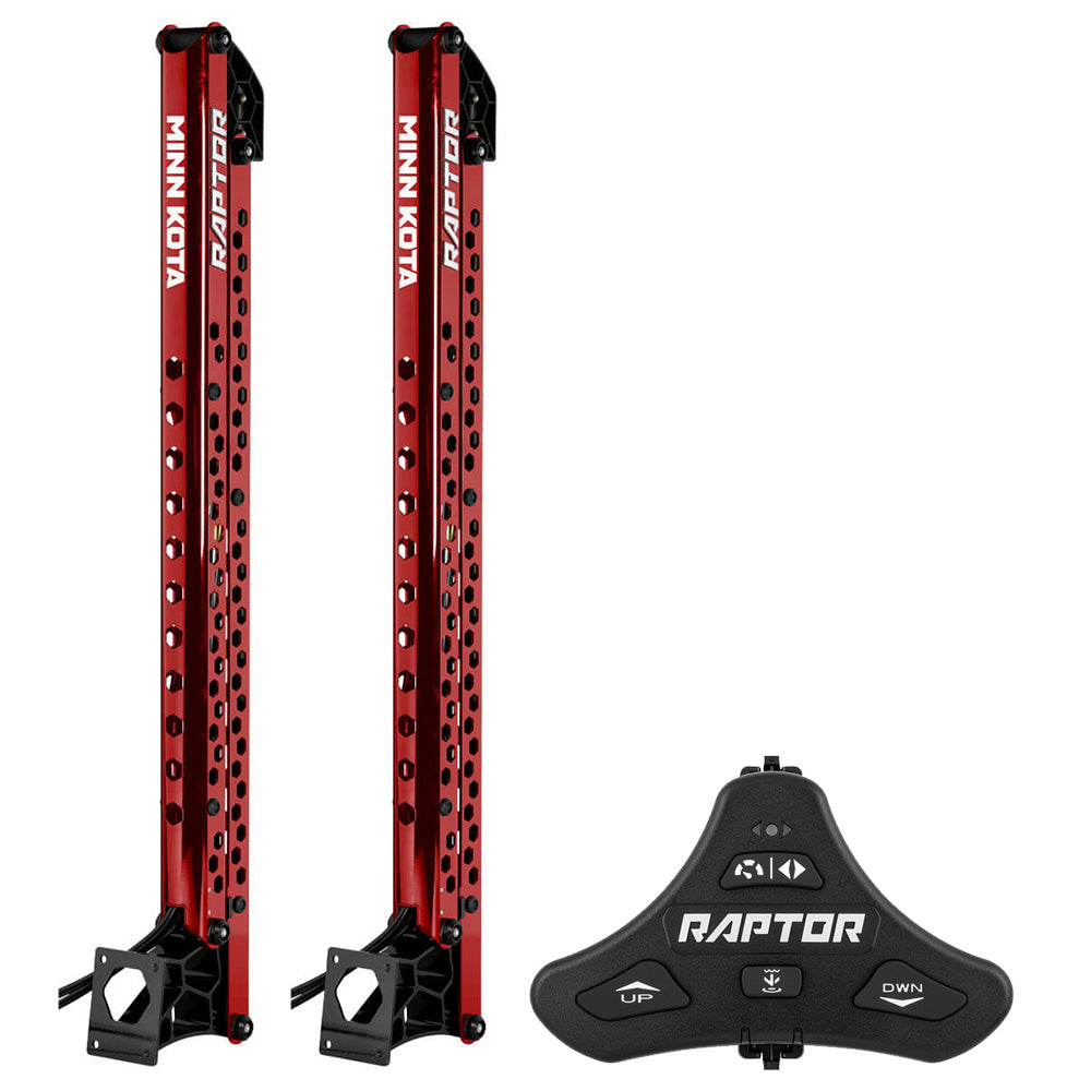Minn Kota Raptor Bundle Pair - 10ft Red Shallow Water Anchors with Active Anchoring and Footswitch Included