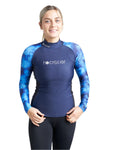 Rooster Womens Rash Top-Long Sleeved- AZURE