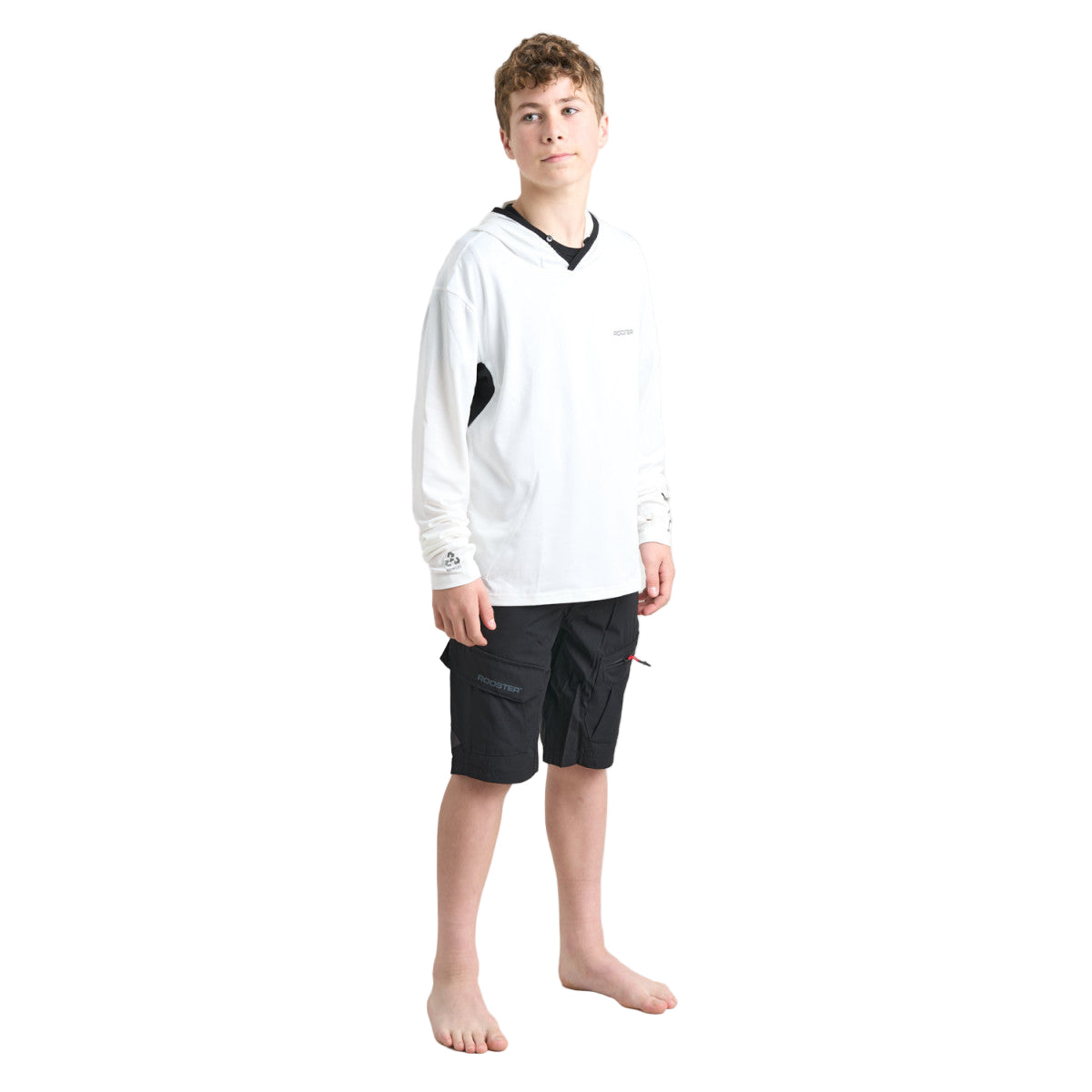 Rooster JUNIOR Hooded Quick Dry UVF 50+ Tech T-Shirt Long Sleeved