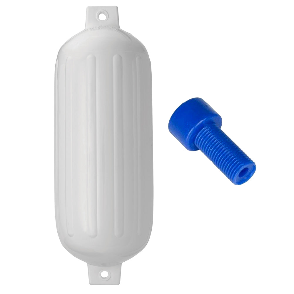 Polyform G-6 Twin Eye Fender 11in x 30in - White with Adapter