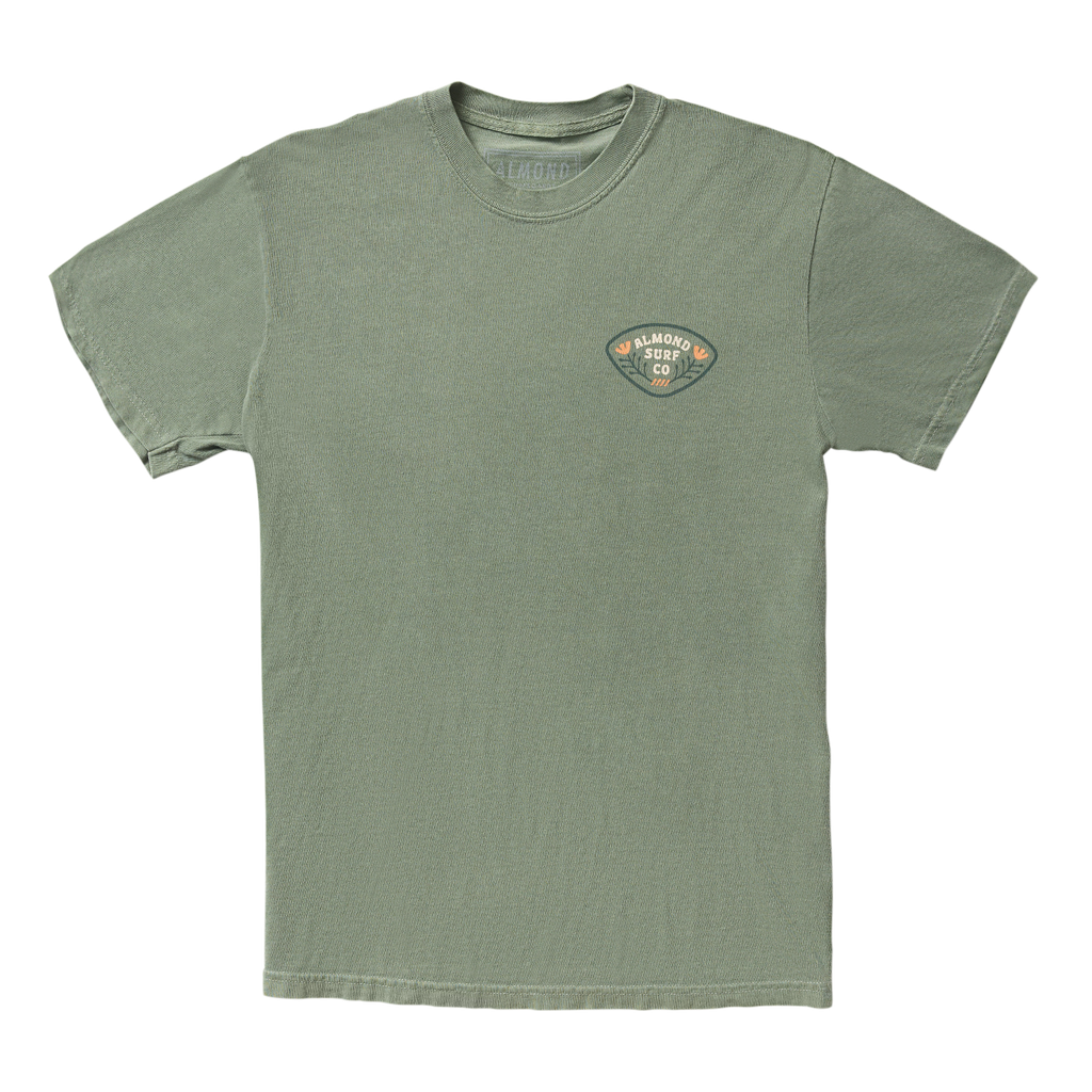 Almond Poppy Badge Tee | Moss Green