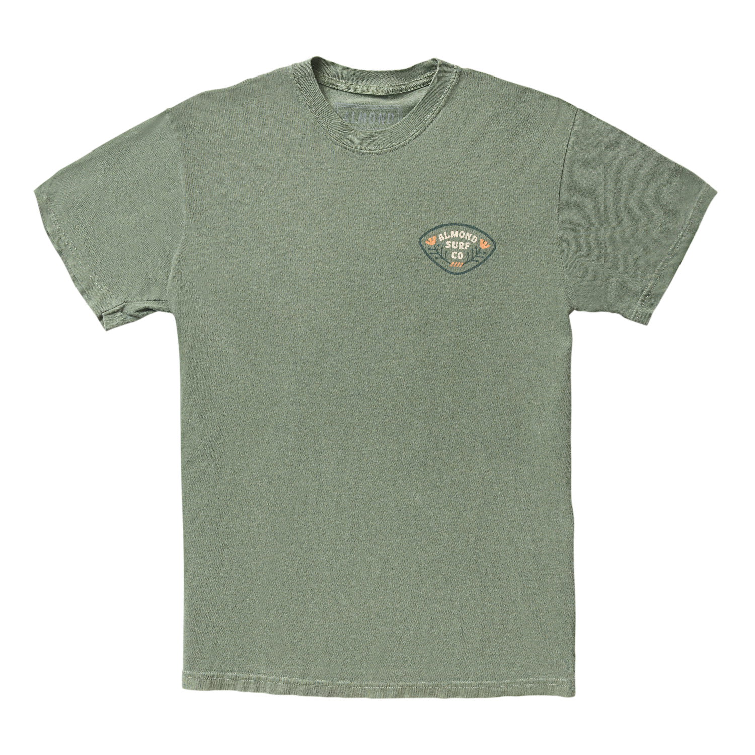 Almond Poppy Badge Tee | Moss Green