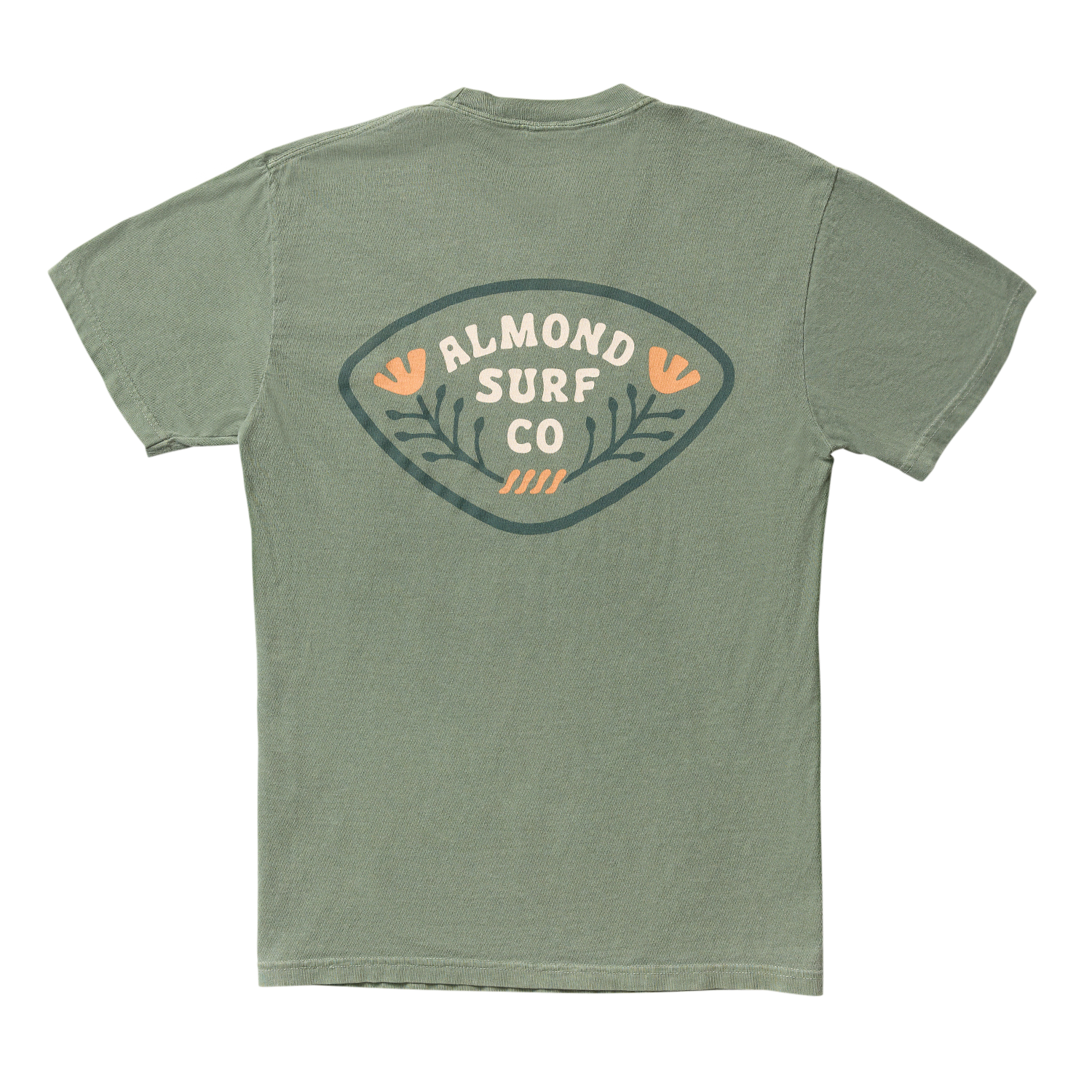 Almond Poppy Badge Tee | Moss Green