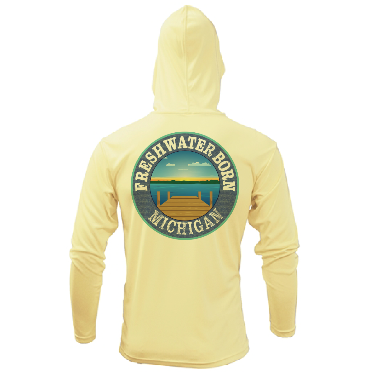 Michigan USA Freshwater Born Men's Long Sleeve UPF 50+ Dry-Fit Hoodie