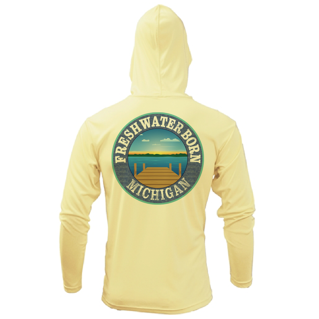 Michigan Freshwater Born SUP Flag Women's Long Sleeve UPF 50+ Dry-Fit Hoodie