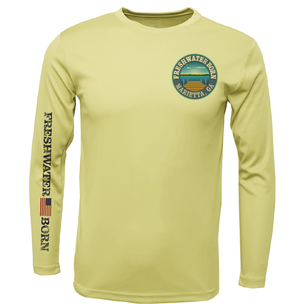 Marietta, GA Freshwater Born Largemouth Bass Men's Long Sleeve UPF 50+ Dry-Fit Shirt