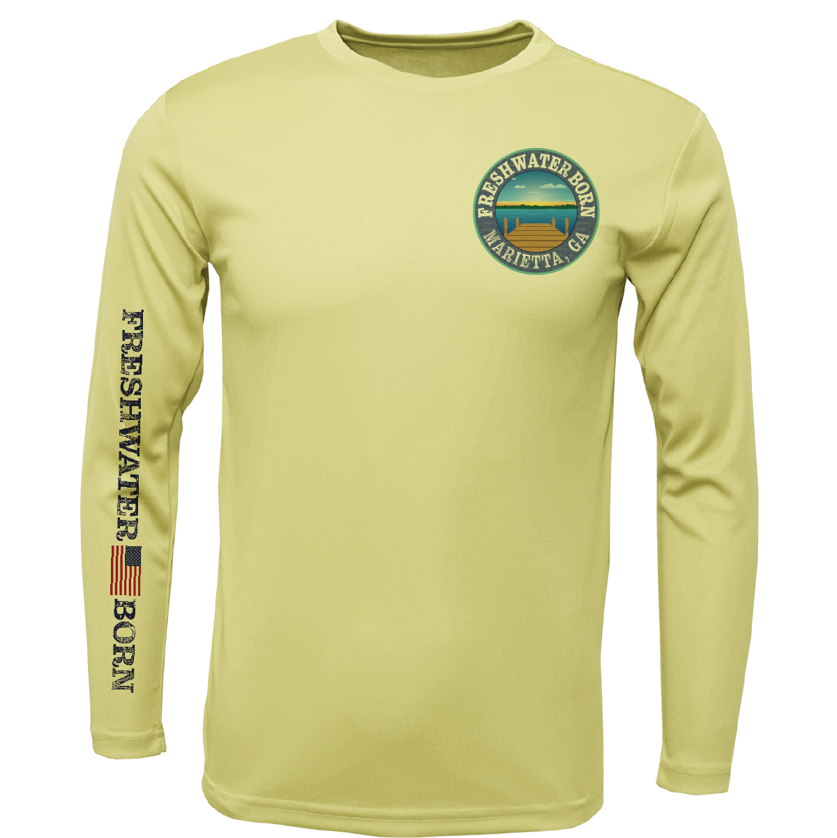 Marietta, GA Freshwater Born Largemouth Bass Men's Long Sleeve UPF 50+ Dry-Fit Shirt