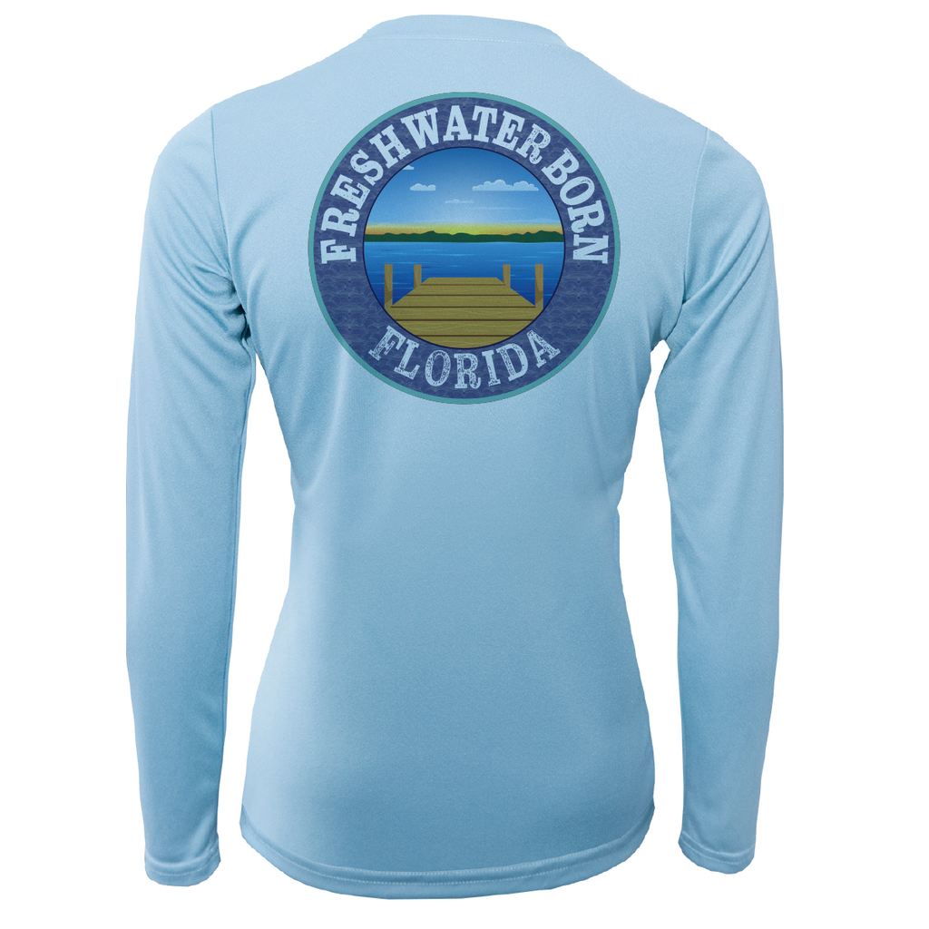 Orange and Blue Freshwater Born Women's Long Sleeve UPF 50+ Dry-Fit Shirt