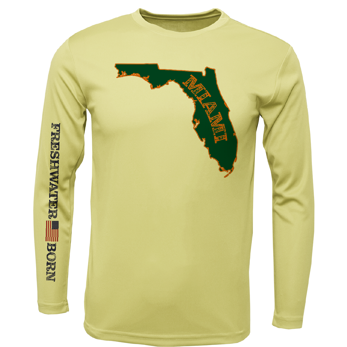 Miami Orange and Green Freshwater Born Girl's Long Sleeve UPF 50+ Dry-Fit Shirt