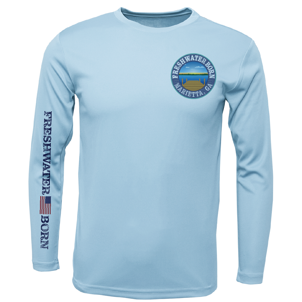 Marietta, GA Freshwater Born Largemouth Bass Men's Long Sleeve UPF 50+ Dry-Fit Shirt