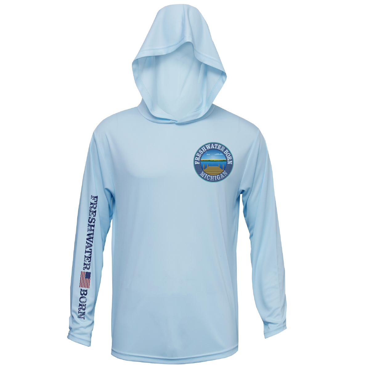 Michigan Freshwater Born Smallmouth Bass Men's Long Sleeve UPF 50+ Dry-Fit Hoodie