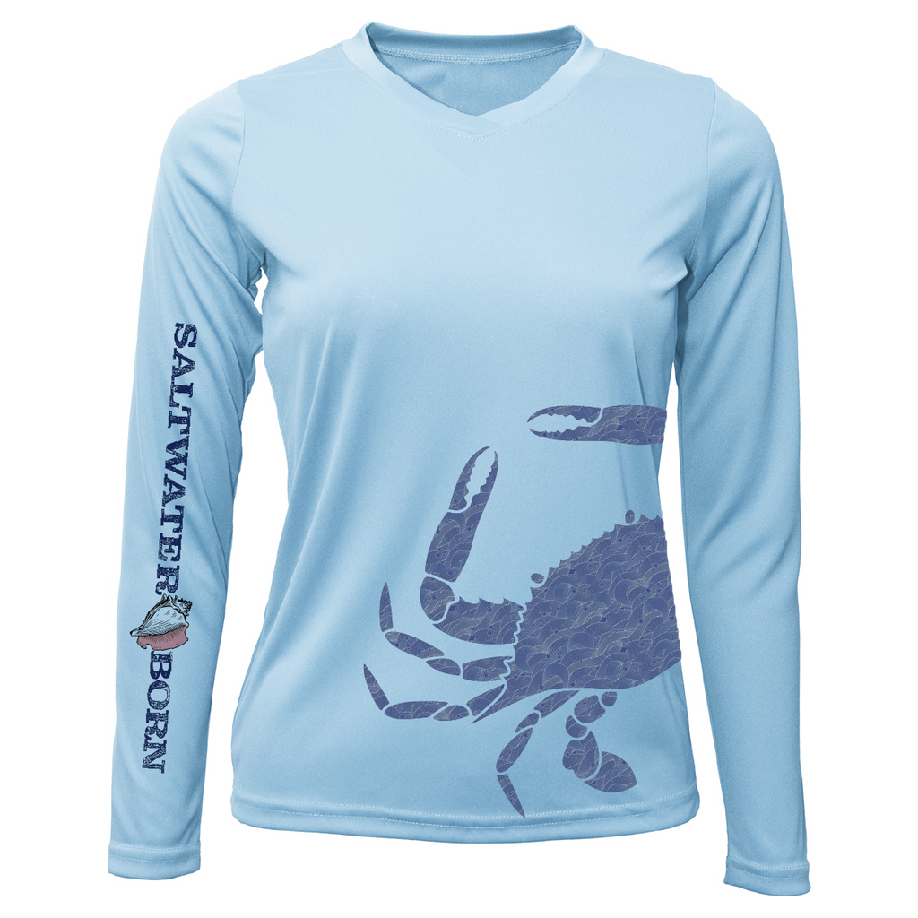 Blue Crab Wrap Women's Long Sleeve UPF 50+ Dry-Fit Shirt