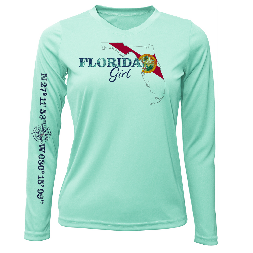 Lat/Long Stuart Florida Girl Long Sleeve UPF 50+ Dry-Fit Shirt