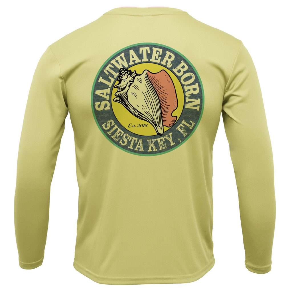 Siesta Key American Flag On Chest Long Sleeve UPF 50+ Dry-Fit Shirt