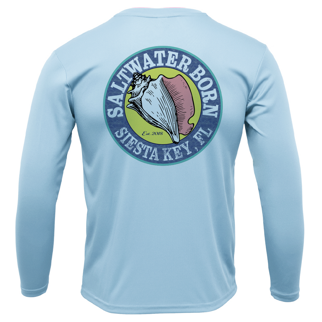 Siesta Key American Flag On Chest Long Sleeve UPF 50+ Dry-Fit Shirt