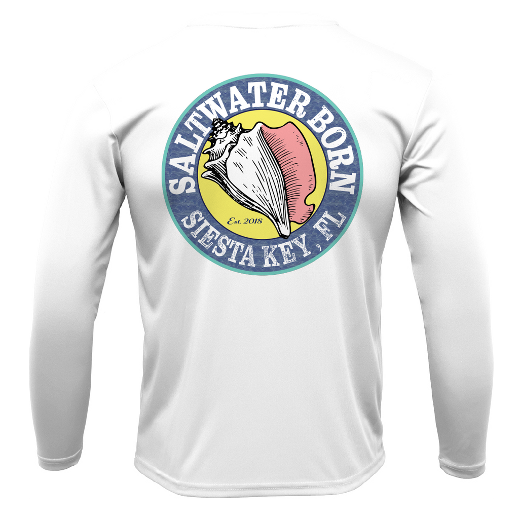 Siesta Key American Flag On Chest Long Sleeve UPF 50+ Dry-Fit Shirt