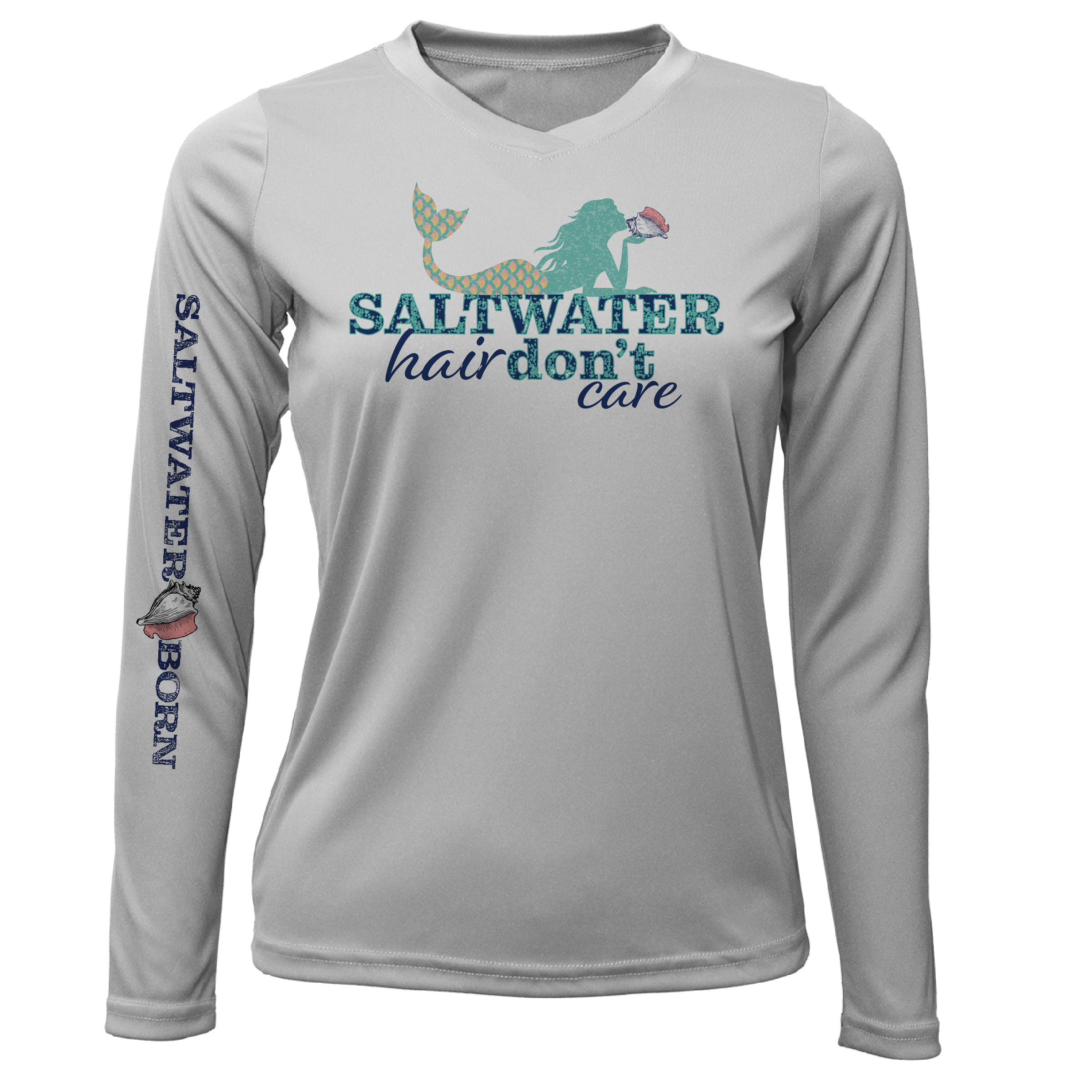 Key West, FL "Saltwater Hair...Don't Care" Women's Long Sleeve UPF 50+ Dry-Fit Shirt