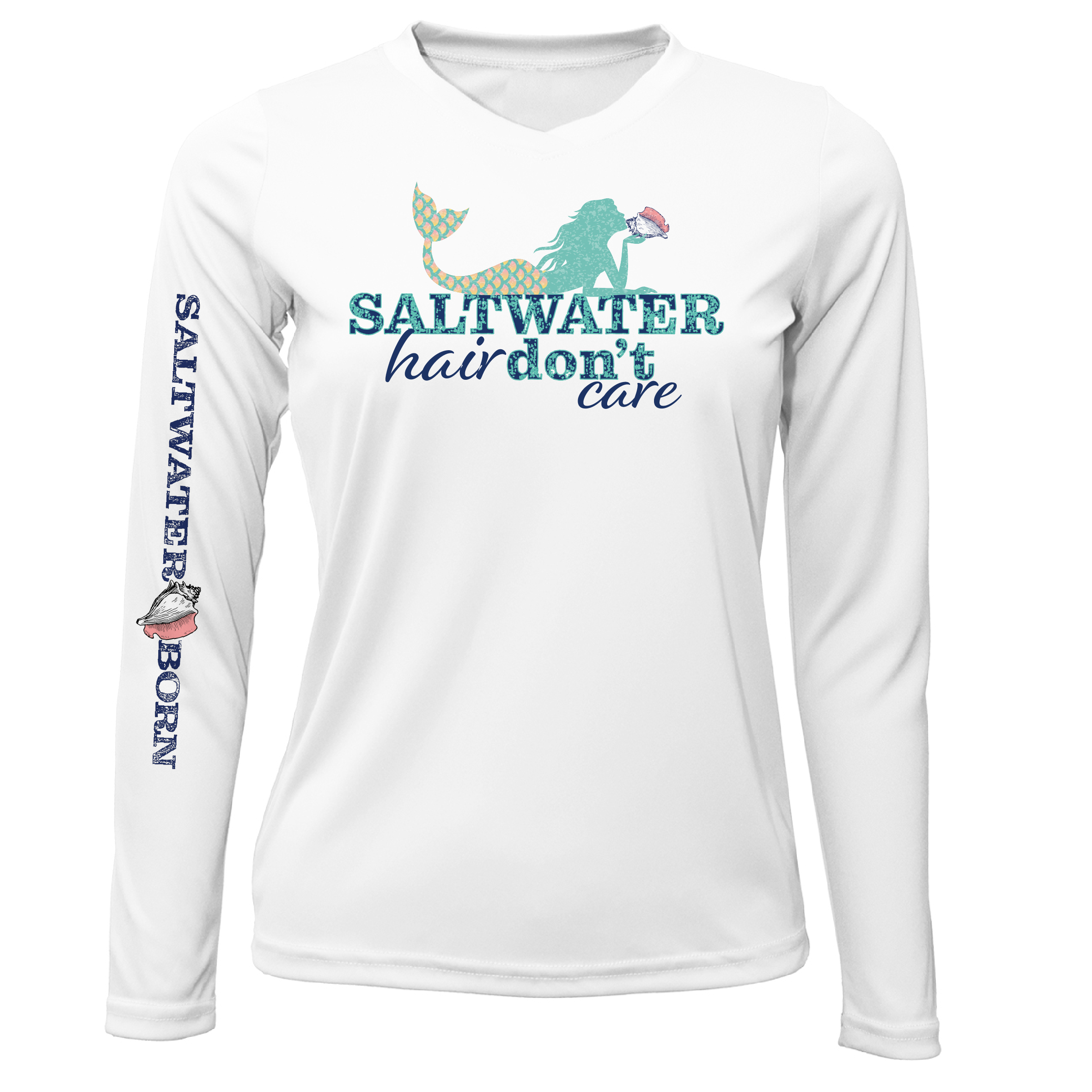 Key West, FL "Saltwater Hair...Don't Care" Women's Long Sleeve UPF 50+ Dry-Fit Shirt
