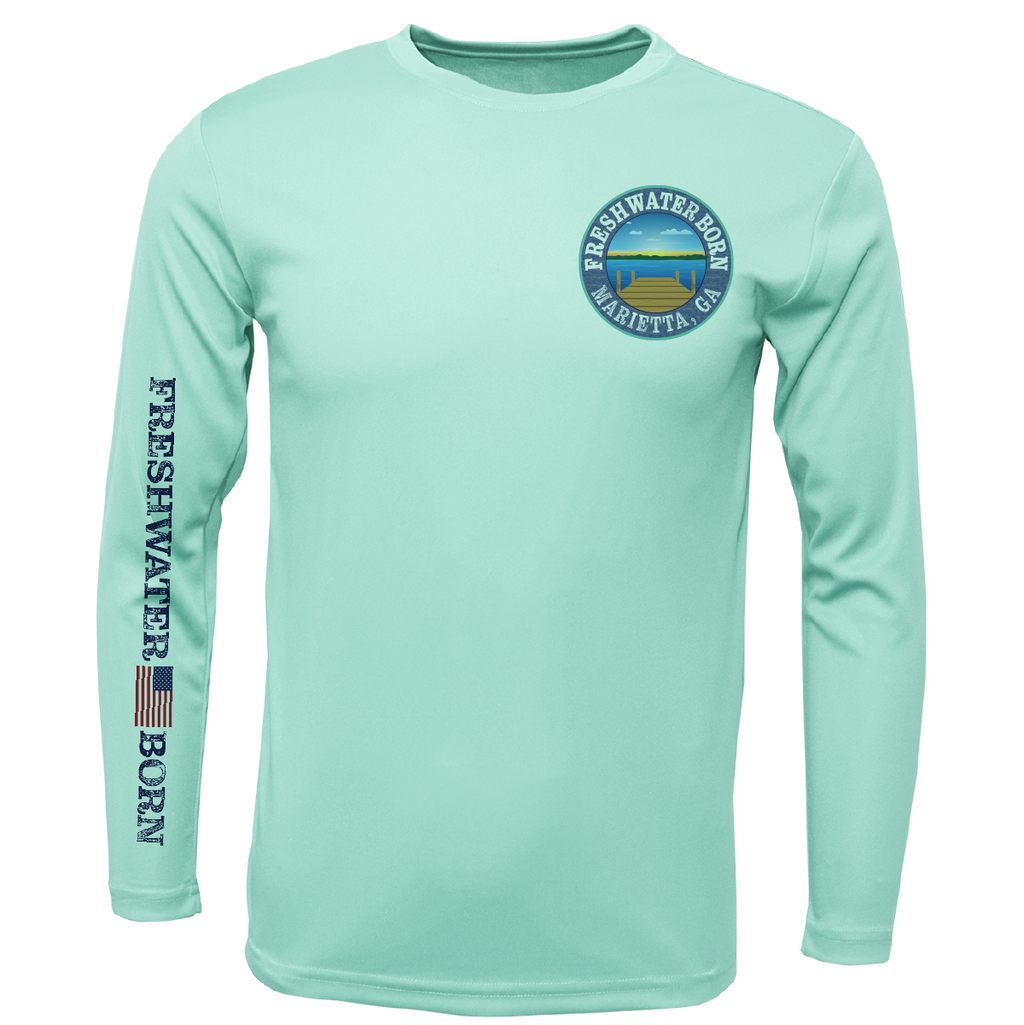Marietta, GA Freshwater Born Largemouth Bass Men's Long Sleeve UPF 50+ Dry-Fit Shirt