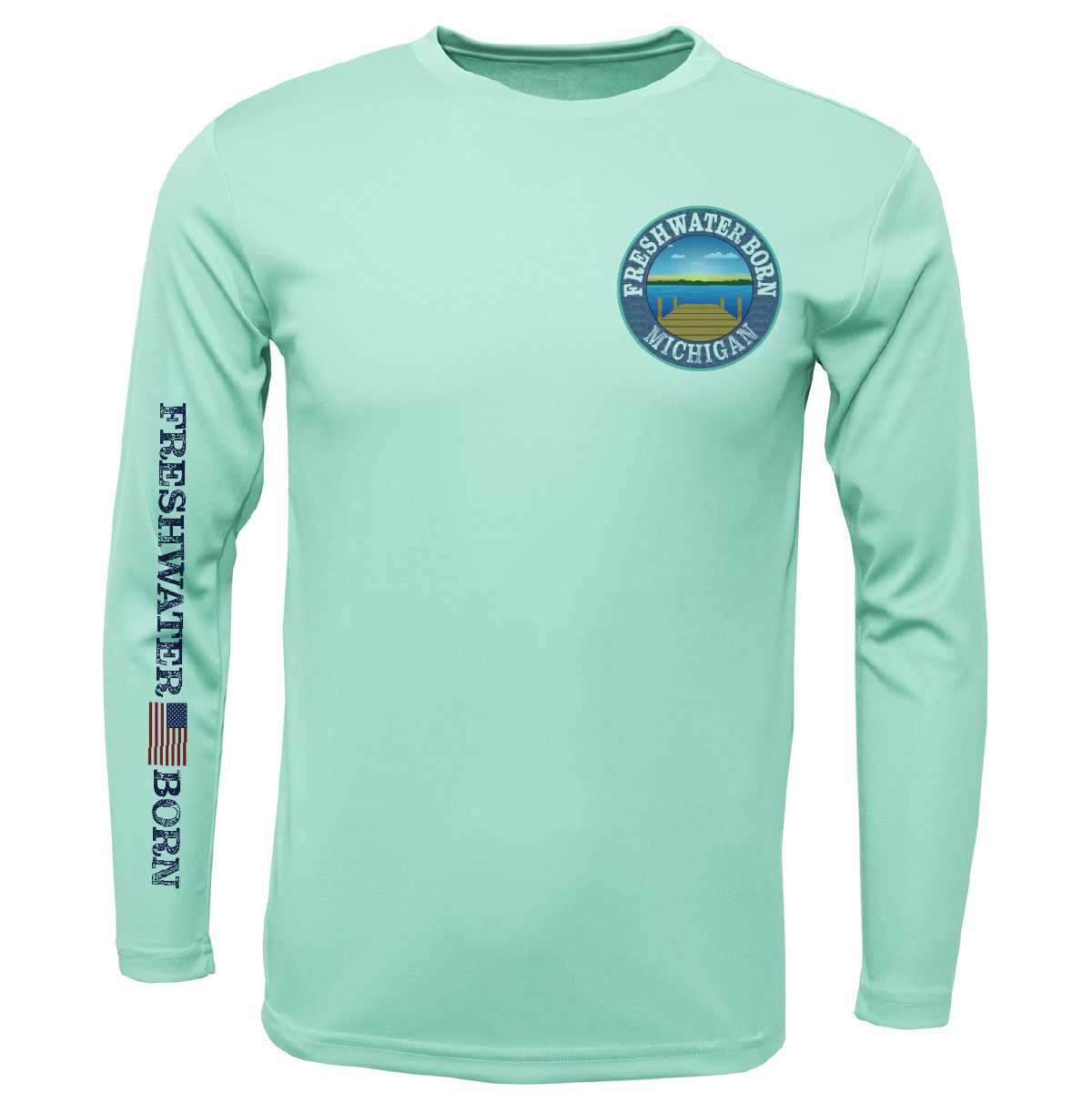 Michigan Freshwater Born Pike Men's Long Sleeve UPF 50+ Dry-Fit Shirt