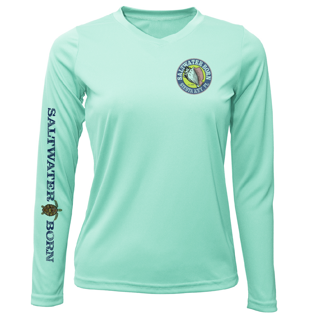Siesta Key Realistic Turtle Women's Long Sleeve UPF 50+ Dry-Fit Shirt