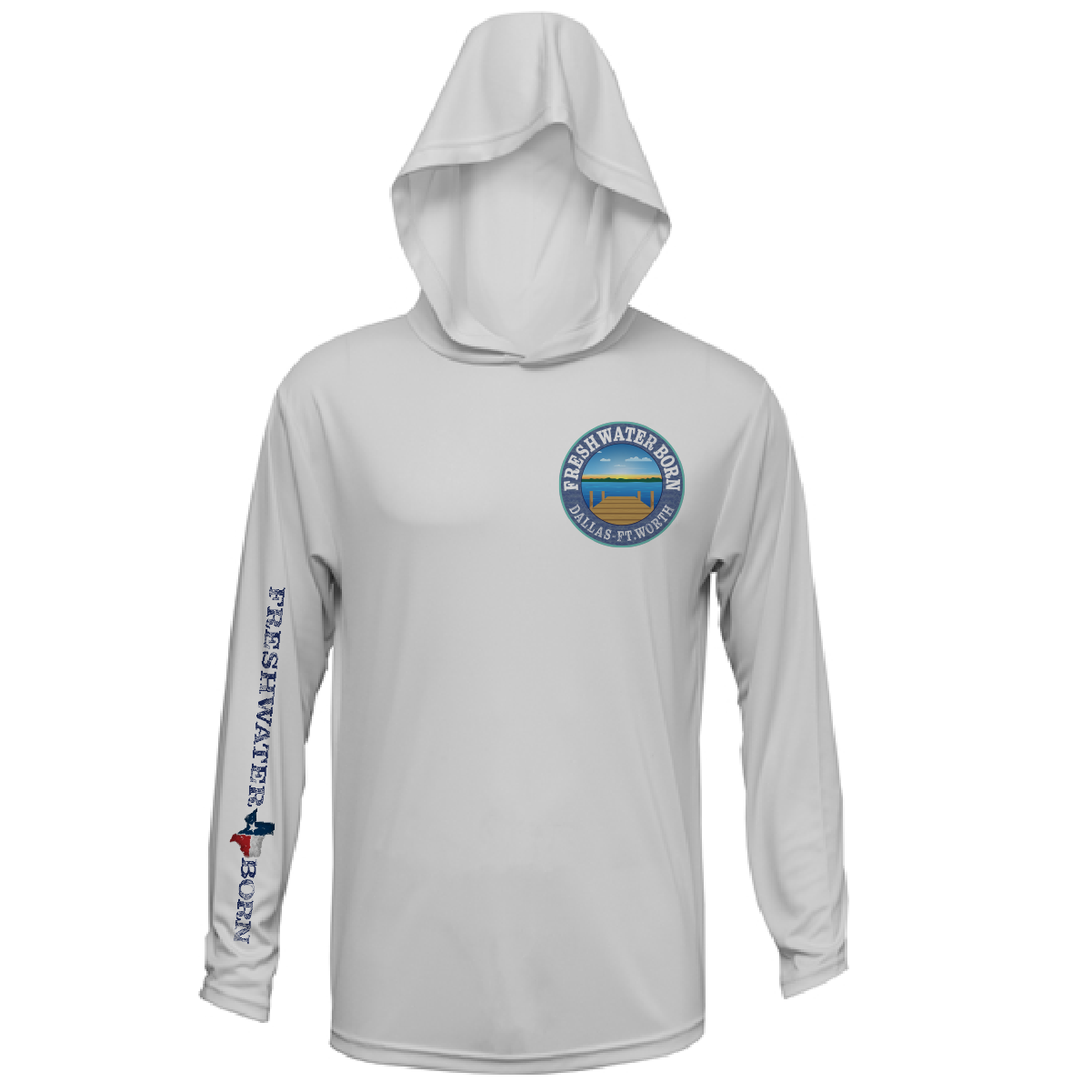 DFW State of Texas Freshwater Born Men's Long Sleeve UPF 50+ Dry-Fit Hoodie