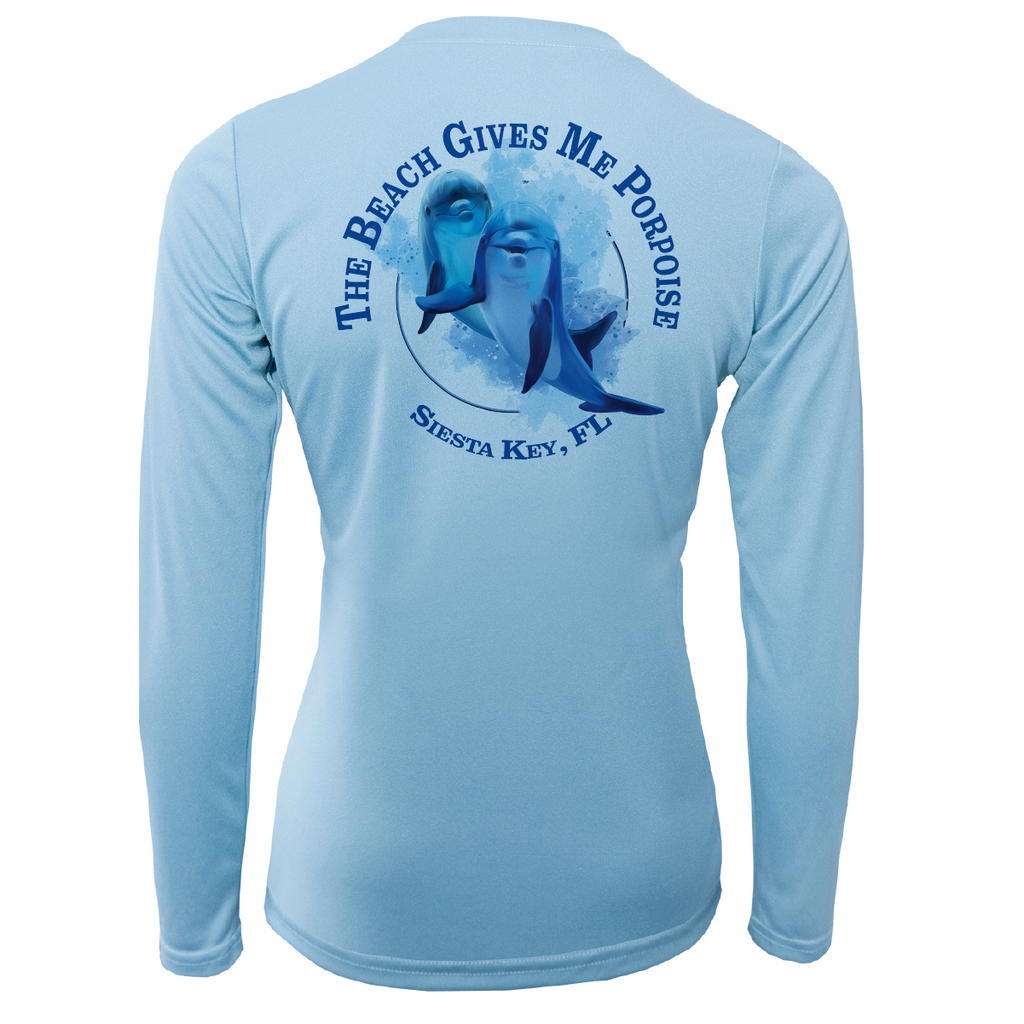 Siesta Key "The Beach Gives me Porpoise" Women's Long Sleeve UPF 50+ Dry-Fit Shirt