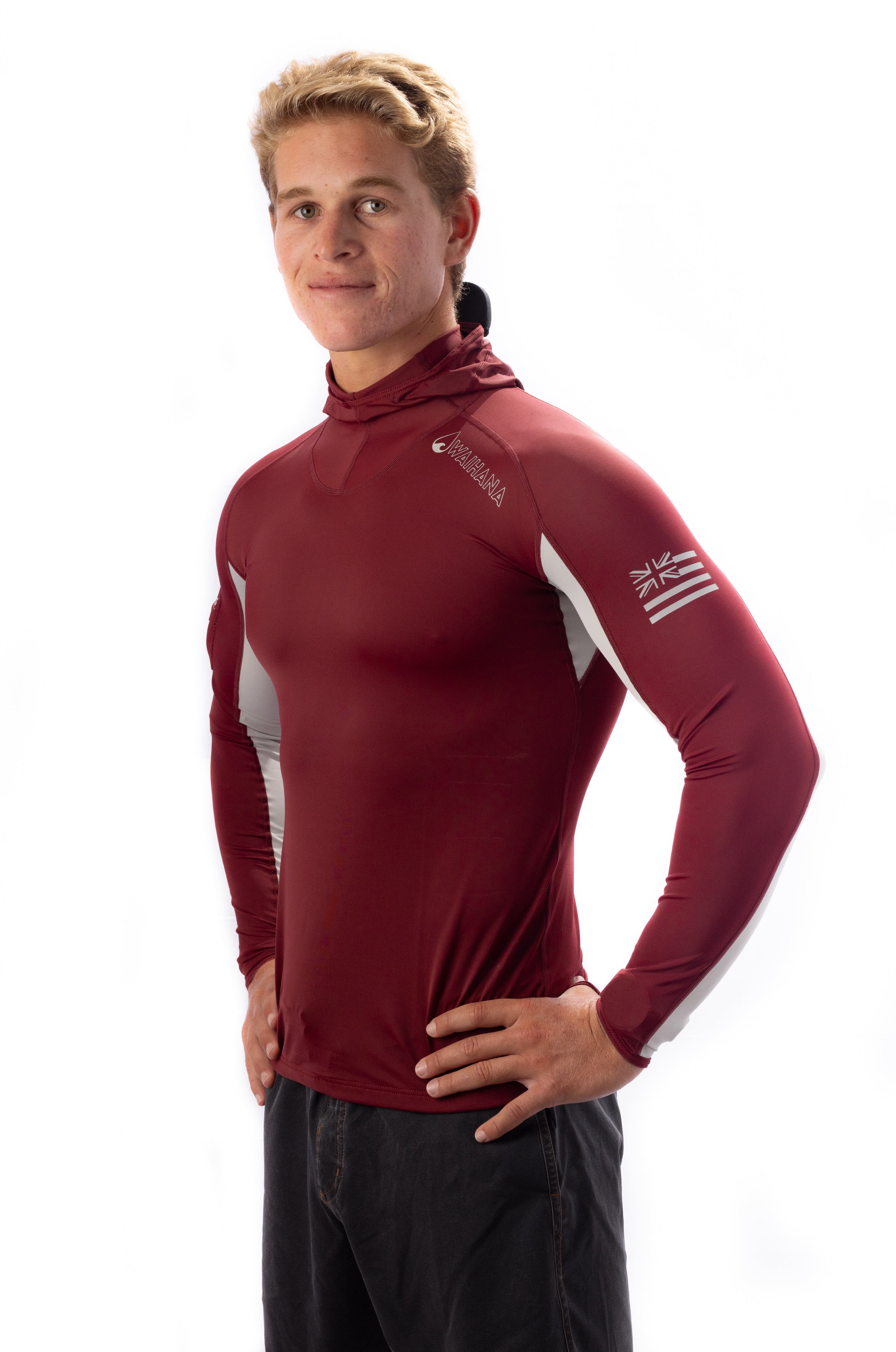 Maroon Carvico Hooded Surf Rashguard