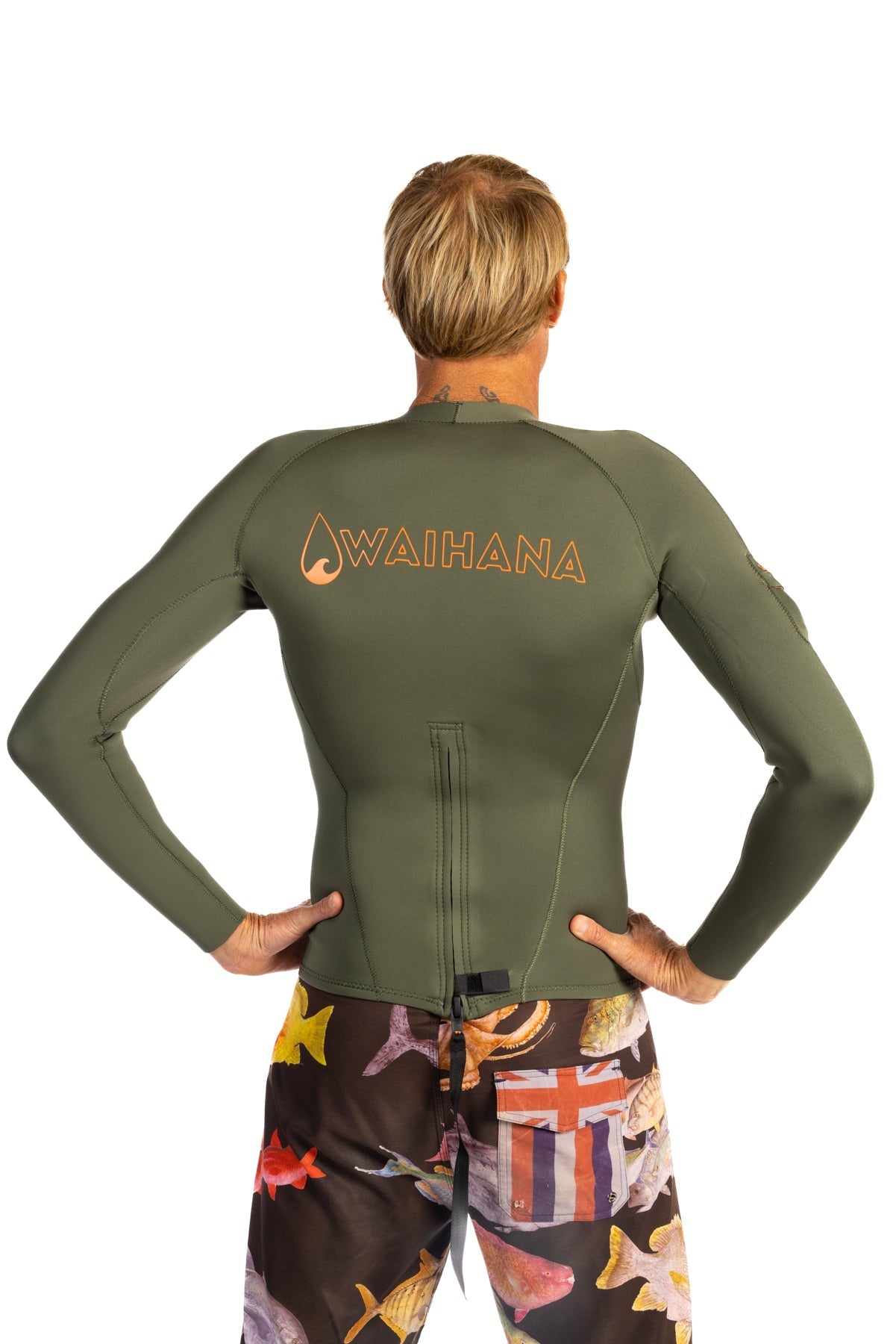 Men's Ranger Green Rear-zip Surf Top